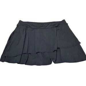 Lands' End Athletic Skort Womens 3X Black Layered‎ Swim Skirt Shorts Activewear